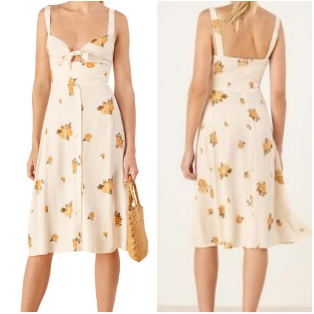 Reformation Frankfort Tie Bodice Floral Dress
